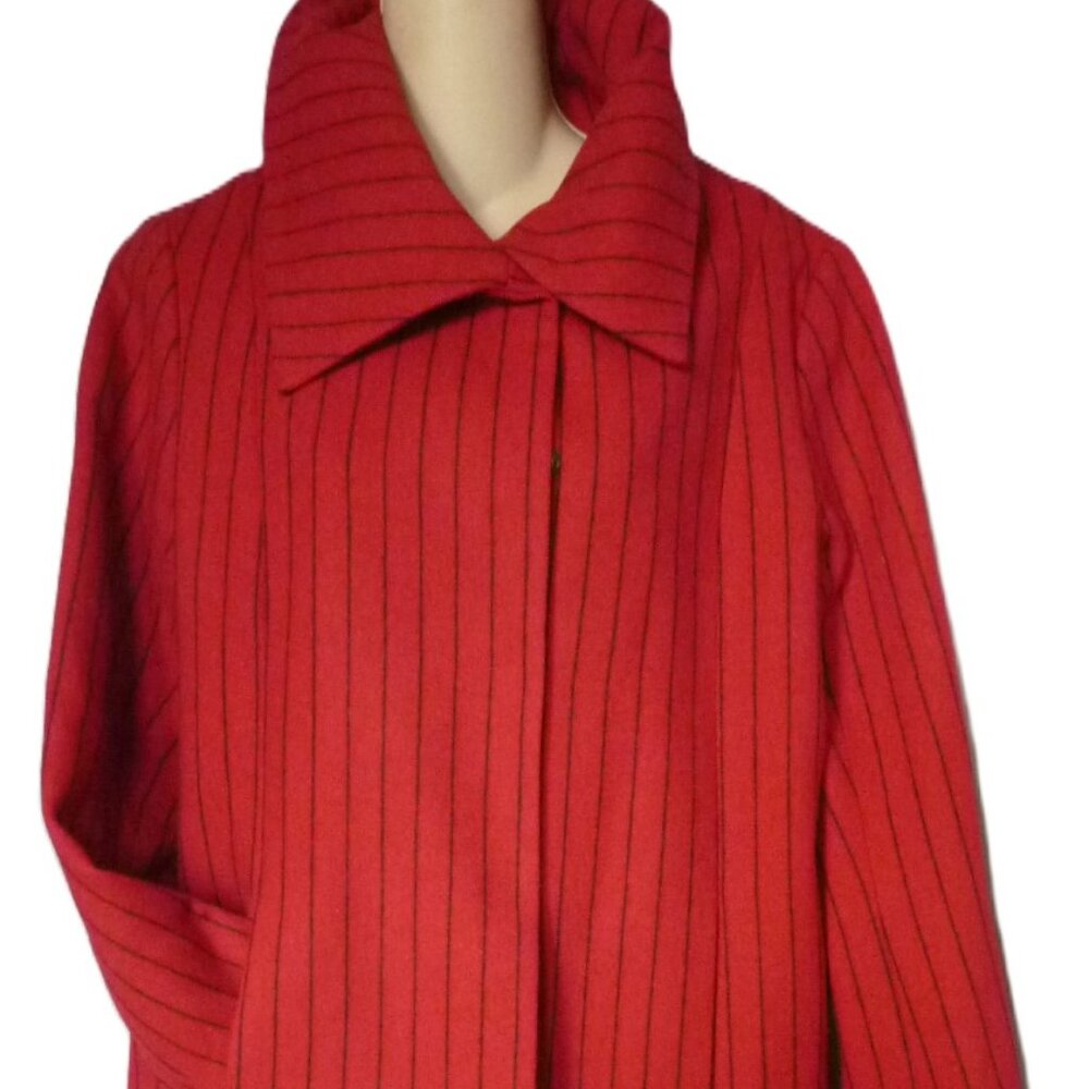 Poleci red black stripes wool coat 8
